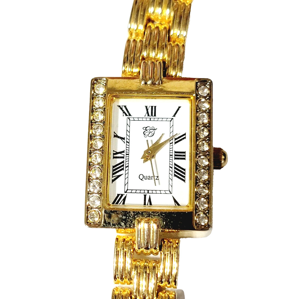 Elizabeth Taylor Rhinestone Ladies Watch‎ Vintage Gold-tone Needs Battery gbr-61